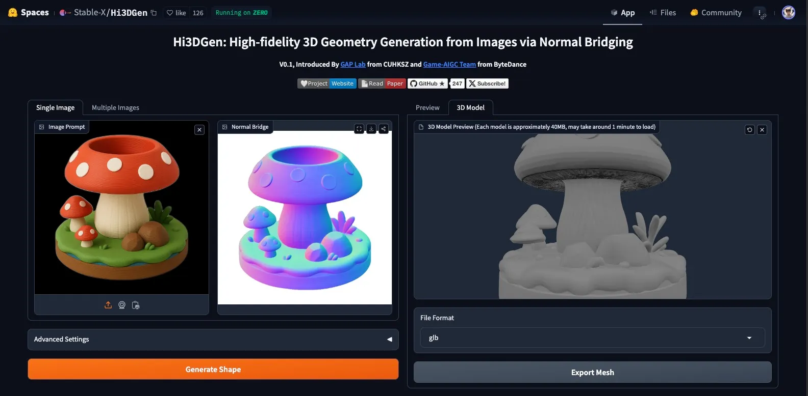Using Hi3DGen to generate a mesh