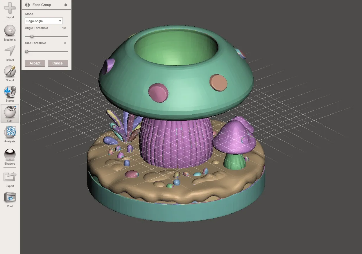 Generate face groups in Meshmixer