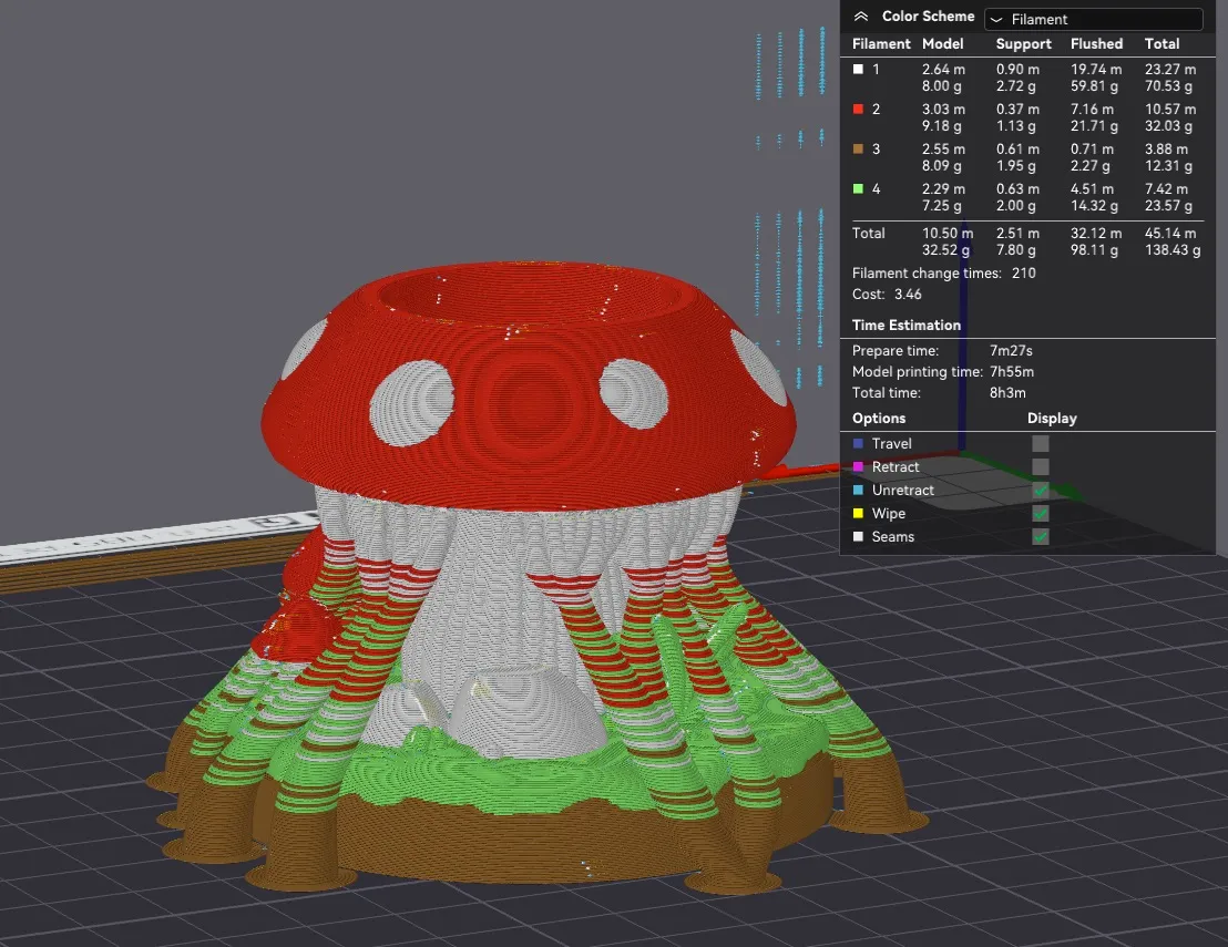 The print estimate after painting the single part in Bambu Studio is quite long